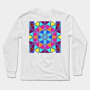 Cartoon Mandala Blue Pink Yellow and Orange Long Sleeve T-Shirt